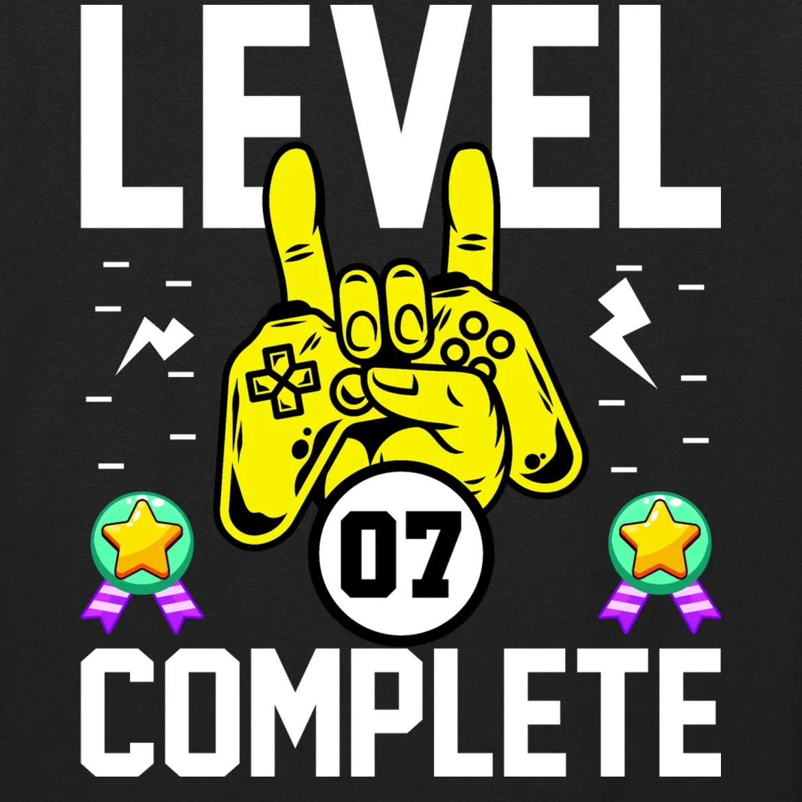 LEVEL COMPLETE Custom Birthday Gamer Personalized Birthday Men's Long Sleeve Shirt - Front - Close-up