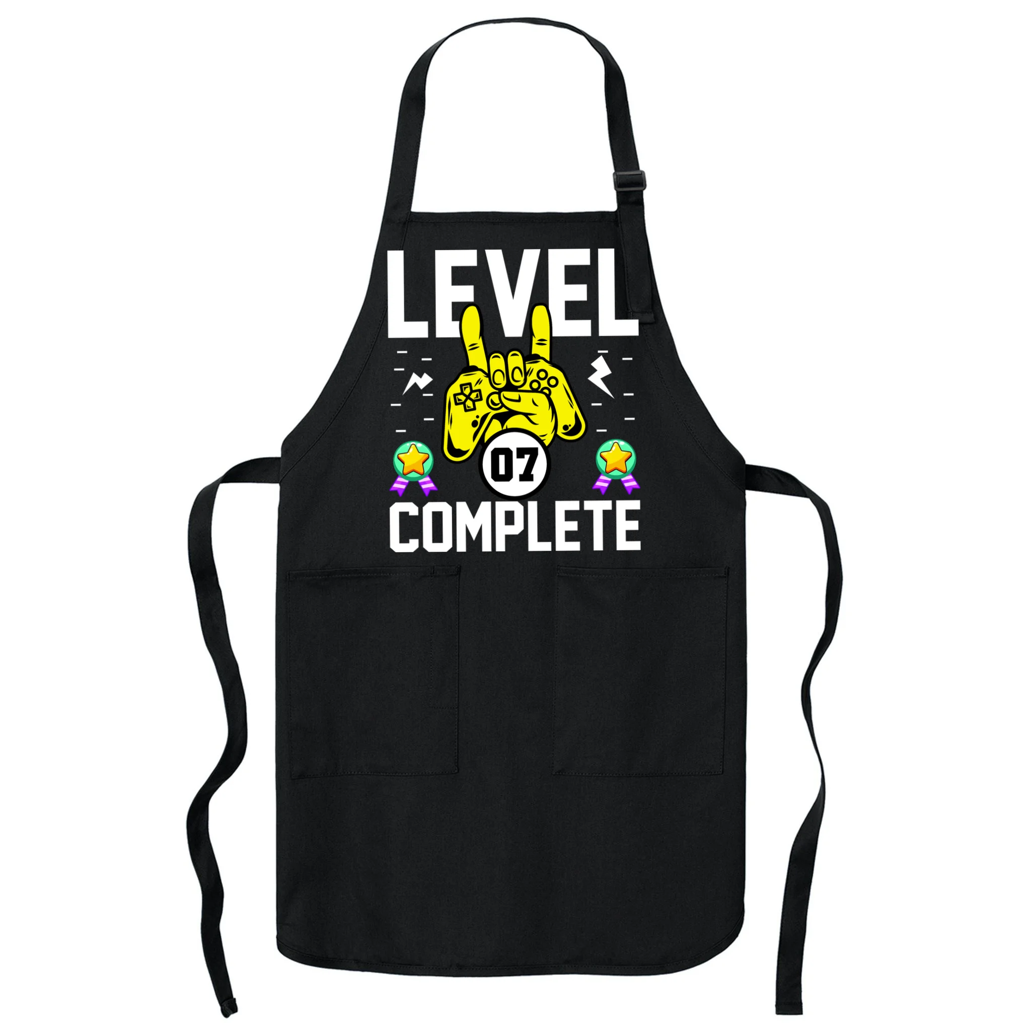 LEVEL COMPLETE Custom Birthday Gamer Personalized Birthday Apron - Front
