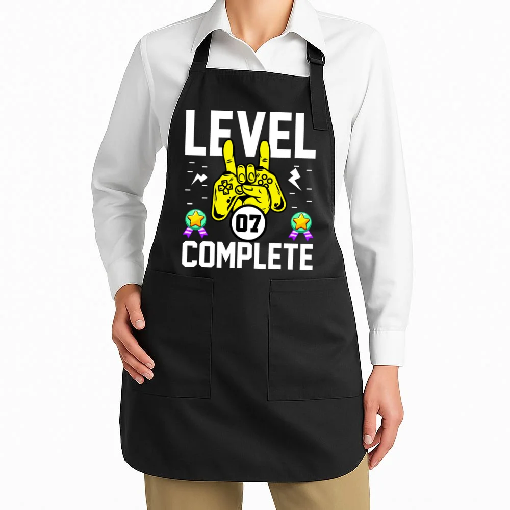LEVEL COMPLETE Custom Birthday Gamer Personalized Birthday Apron - Front 1