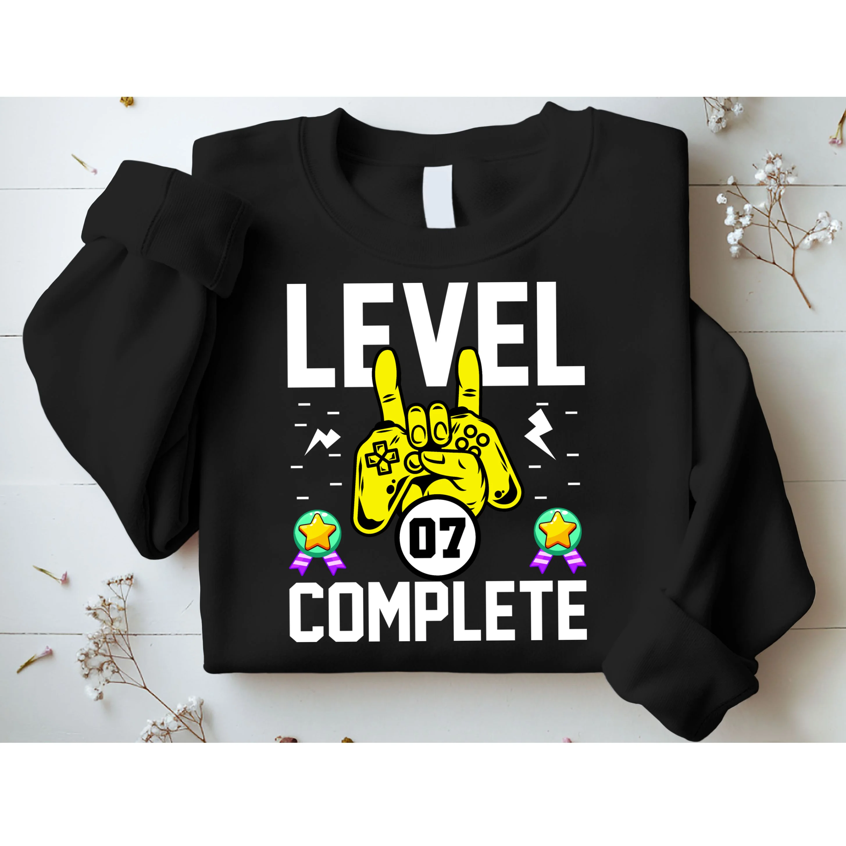 LEVEL COMPLETE Custom Birthday Gamer Personalized Birthday Sweatshirt - Front 1