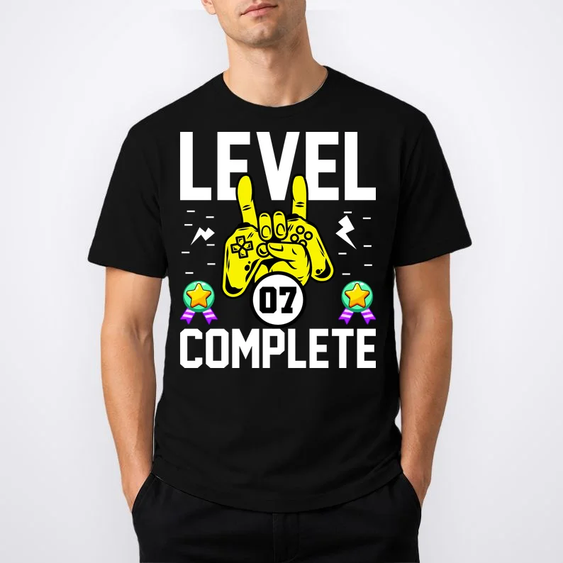 LEVEL COMPLETE Custom Birthday Gamer Personalized Birthday T-Shirt - Front 1