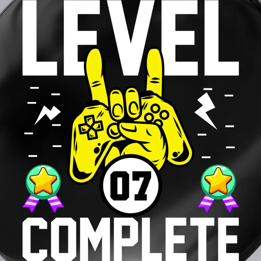 LEVEL COMPLETE Custom Birthday Gamer Personalized Birthday Button - Front - Close-up