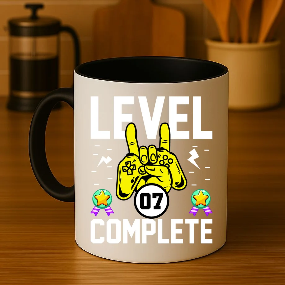 LEVEL COMPLETE Custom Birthday Gamer Personalized Birthday Coffee Mug - Front 3