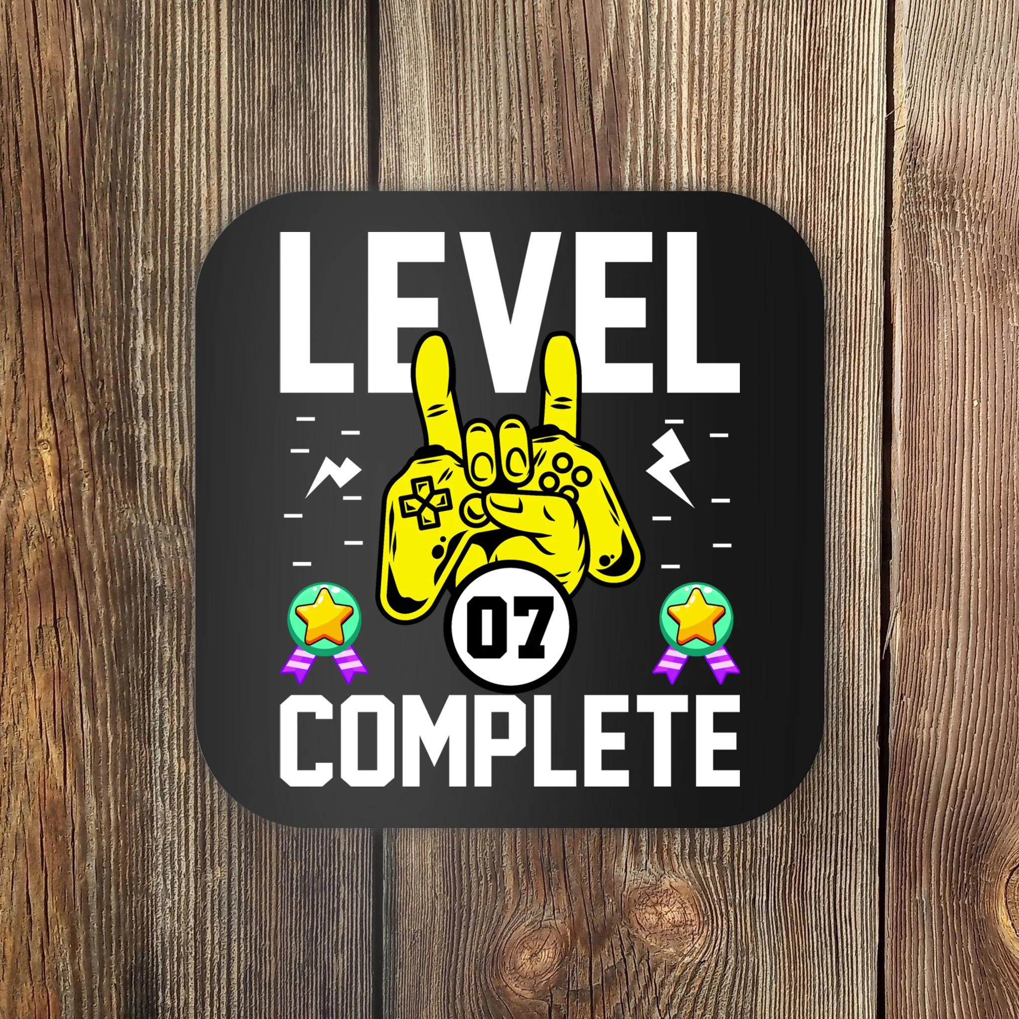 LEVEL COMPLETE Custom Birthday Gamer Personalized Birthday Coaster - Front