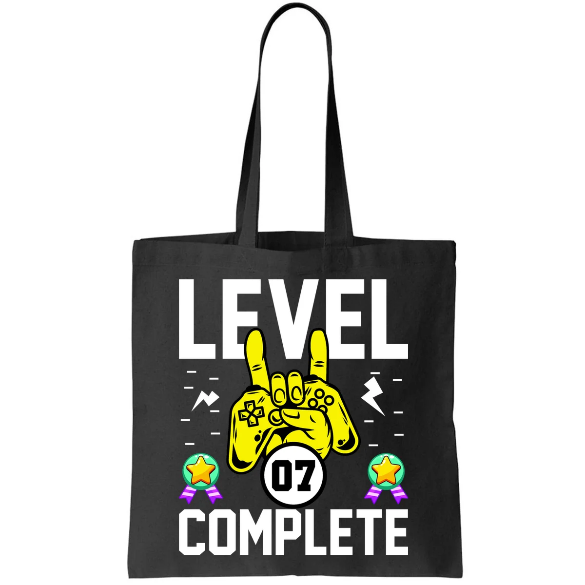 LEVEL COMPLETE Custom Birthday Gamer Personalized Birthday Tote Bag - Front