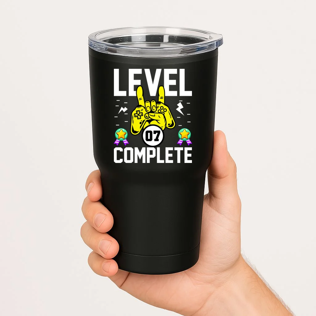 LEVEL COMPLETE Custom Birthday Gamer Personalized Birthday 20oz Tumbler - Front 1