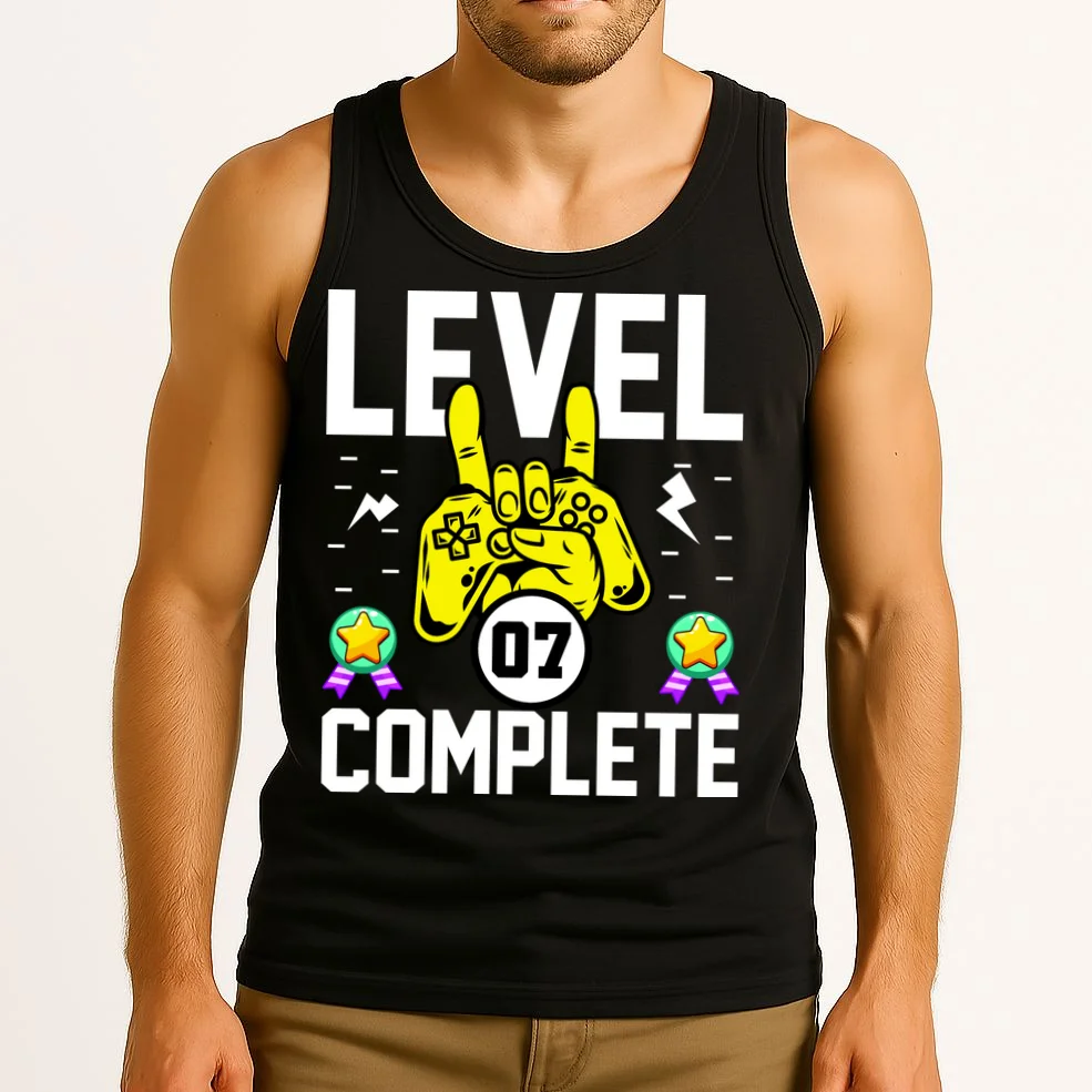 LEVEL COMPLETE Custom Birthday Gamer Personalized Birthday Tank Top - Front 2