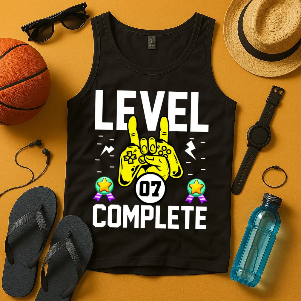 LEVEL COMPLETE Custom Birthday Gamer Personalized Birthday Tank Top - Front 3