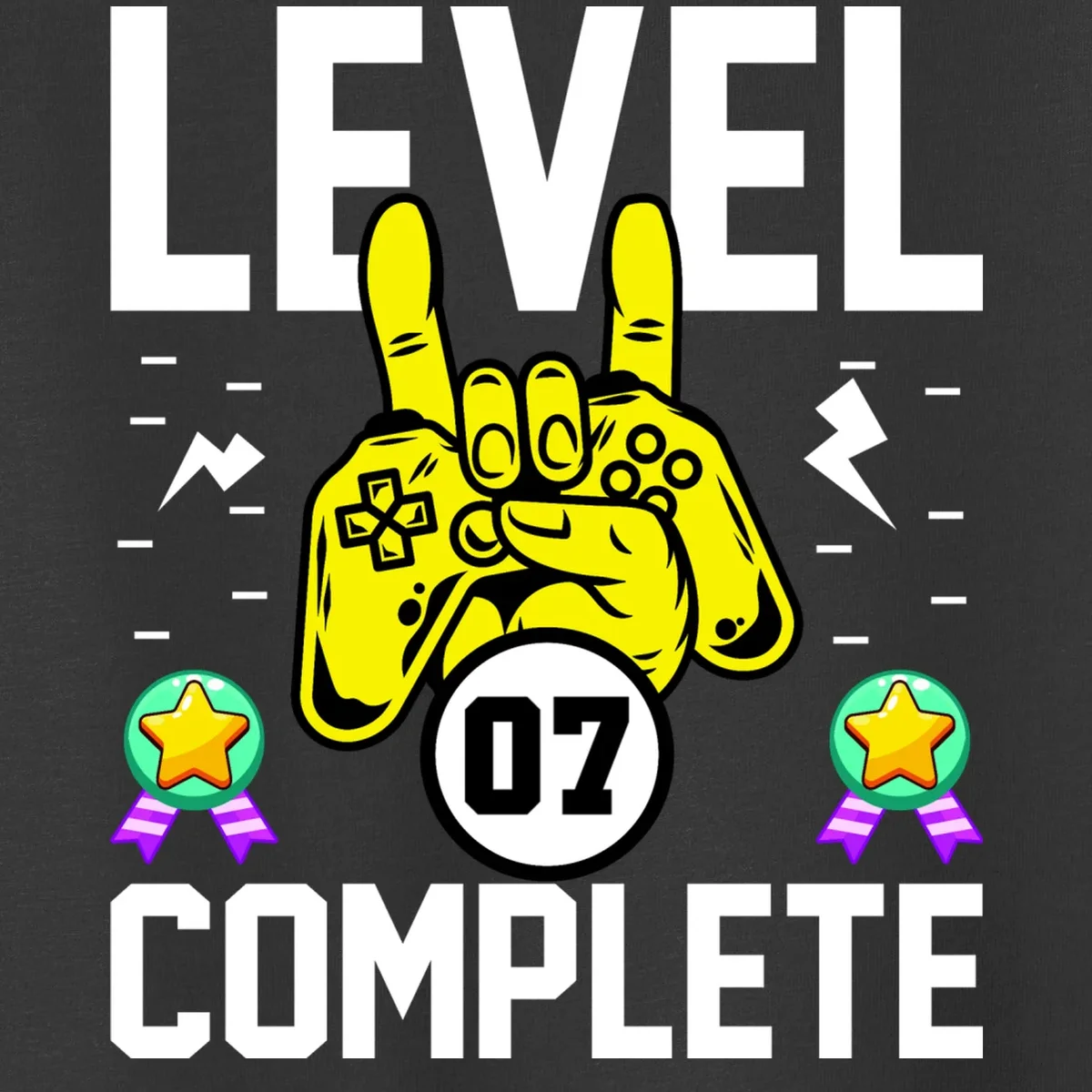 LEVEL COMPLETE Custom Birthday Gamer Personalized Birthday Toddler T-Shirt - Front - Close-up