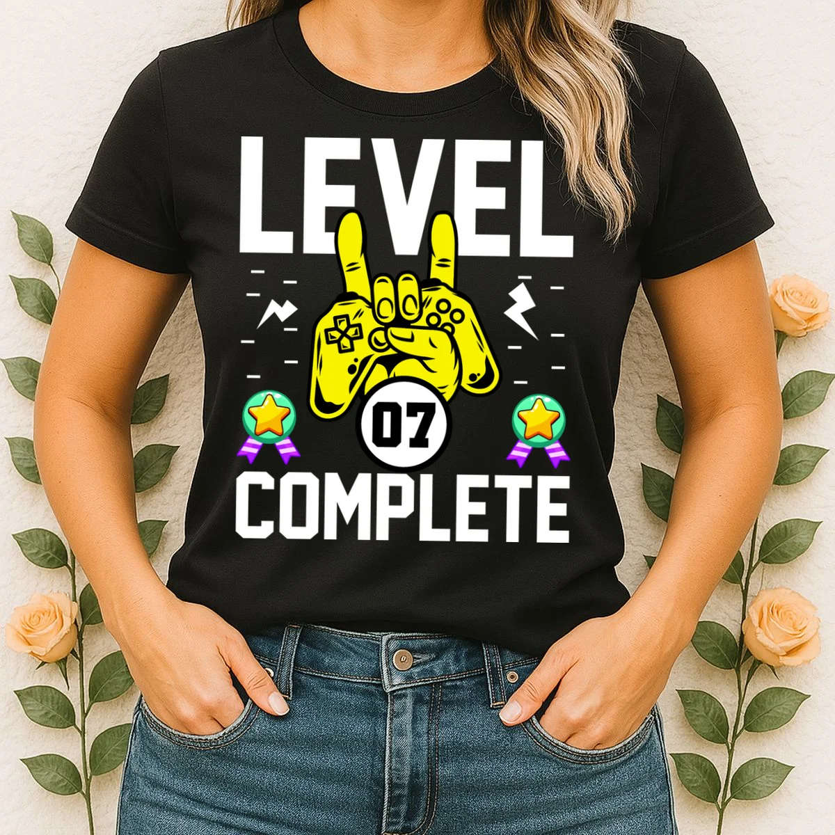 LEVEL COMPLETE Custom Birthday Gamer Personalized Birthday Women's T-Shirt - Front 1