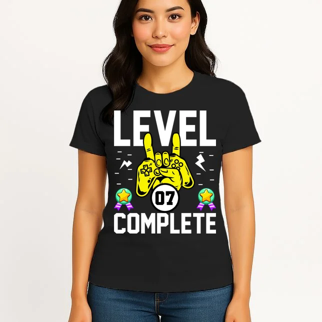 LEVEL COMPLETE Custom Birthday Gamer Personalized Birthday Women's T-Shirt - Front 3