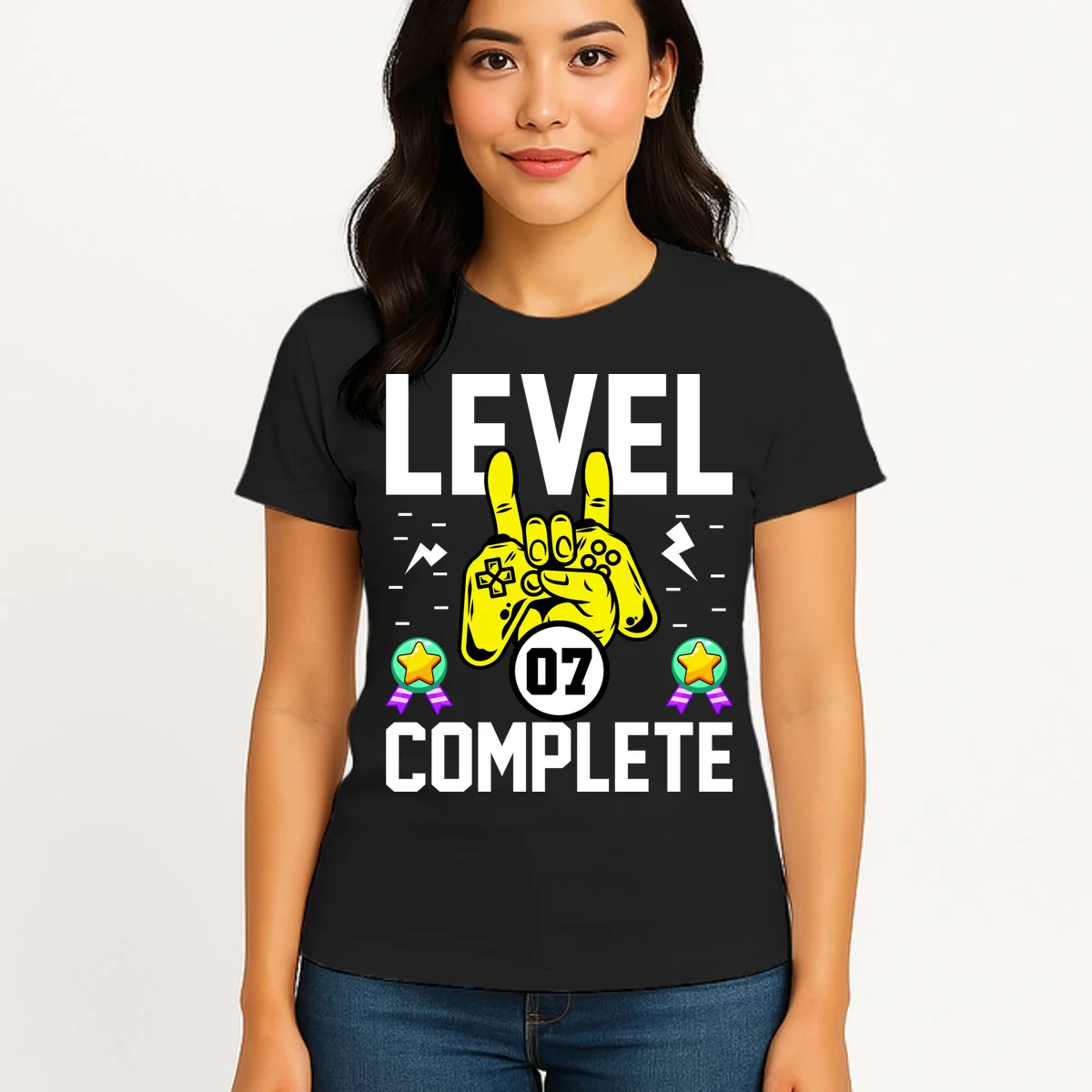LEVEL COMPLETE Custom Birthday Gamer Personalized Birthday Women's T-Shirt - Front 3