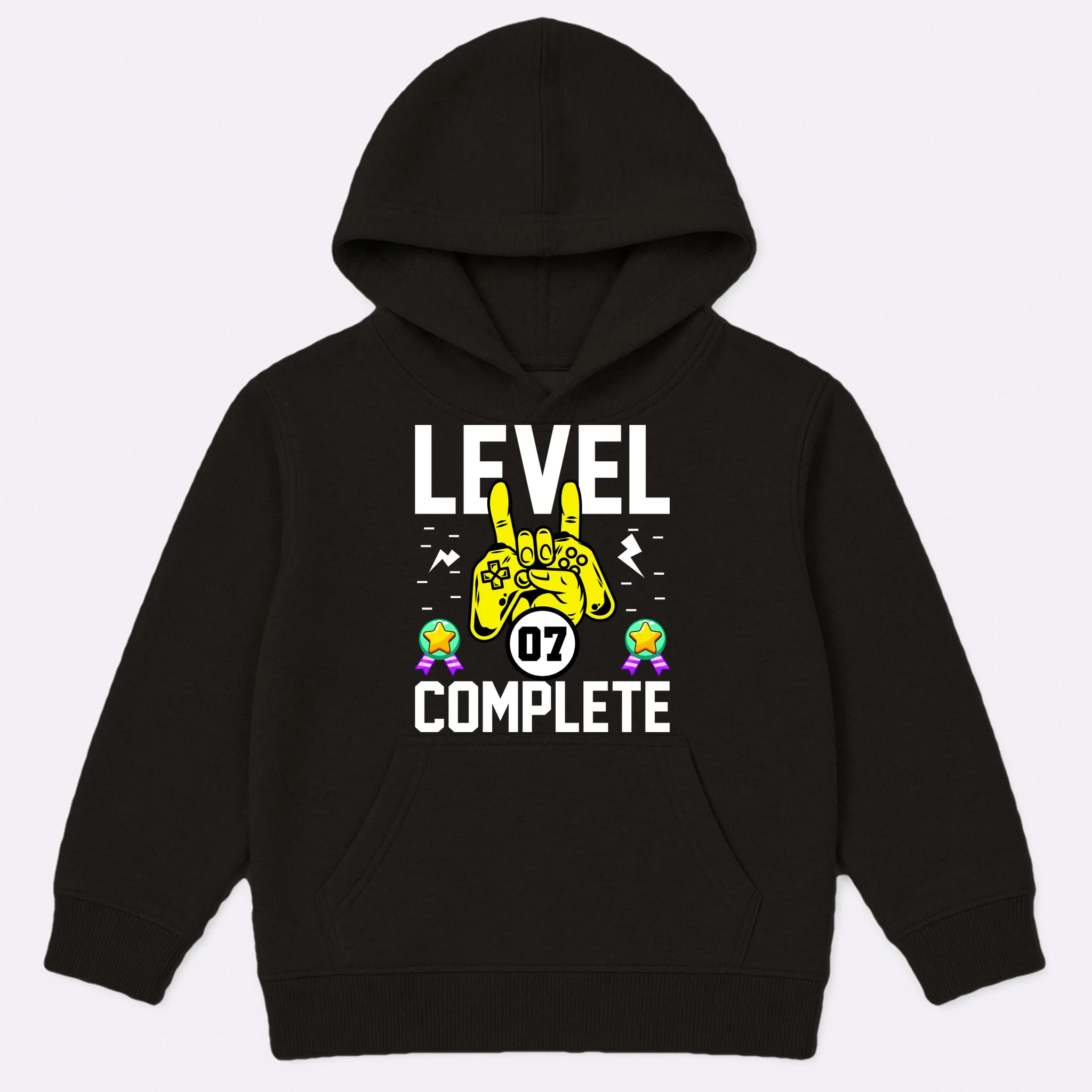LEVEL COMPLETE Custom Birthday Gamer Personalized Birthday Kids Hoodie - Front