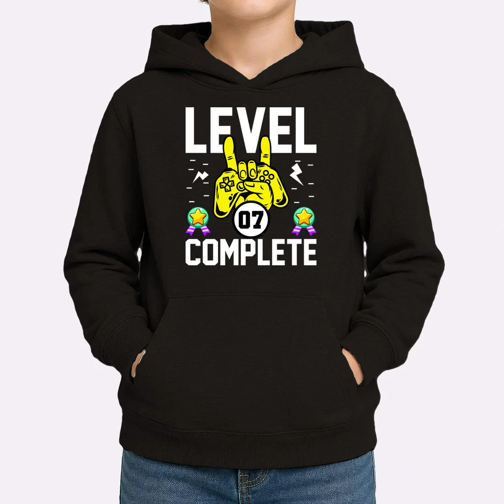 LEVEL COMPLETE Custom Birthday Gamer Personalized Birthday Kids Hoodie - Front 1