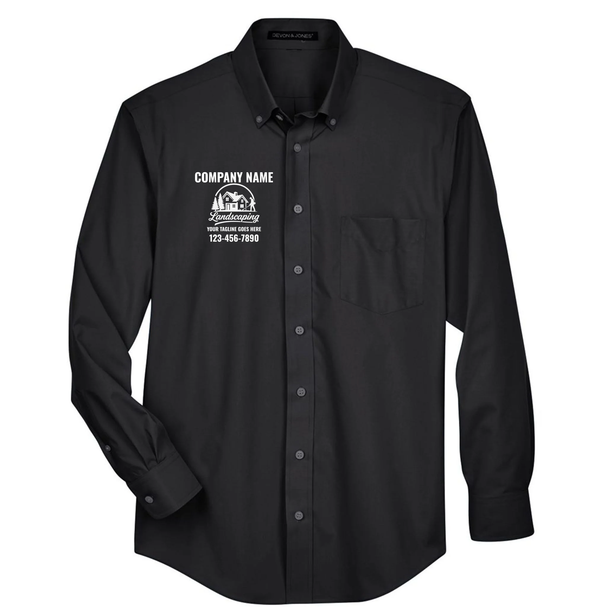 Landscaping Custom Landscaping Shirt for Lawncare Pros Men's Button Up - Front