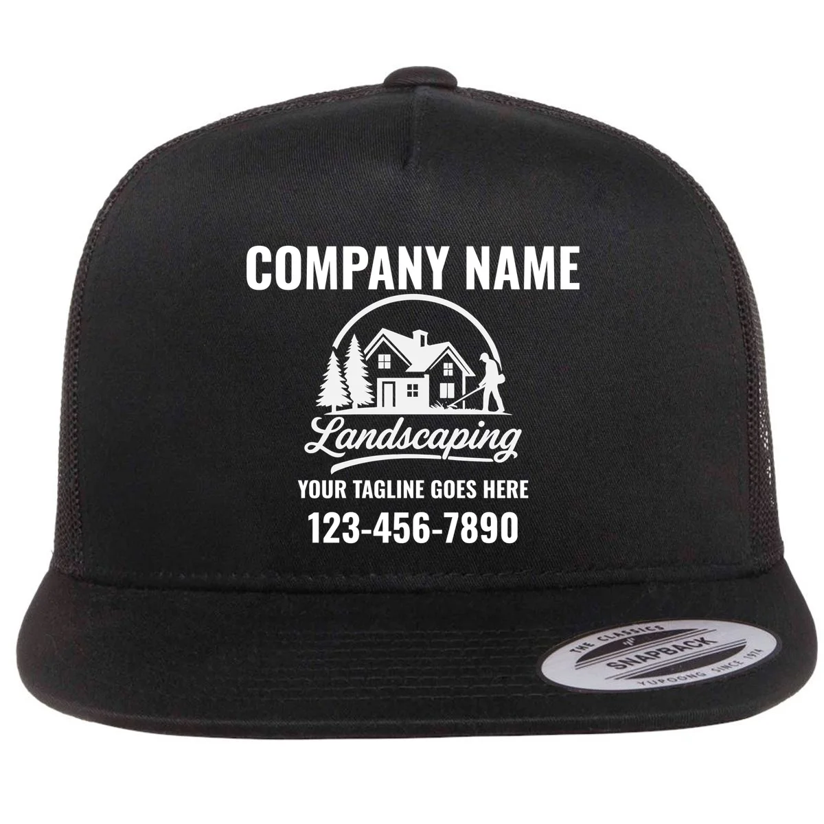 Landscaping Custom Landscaping Shirt for Lawncare Pros Flat Bill Trucker Hat - Front