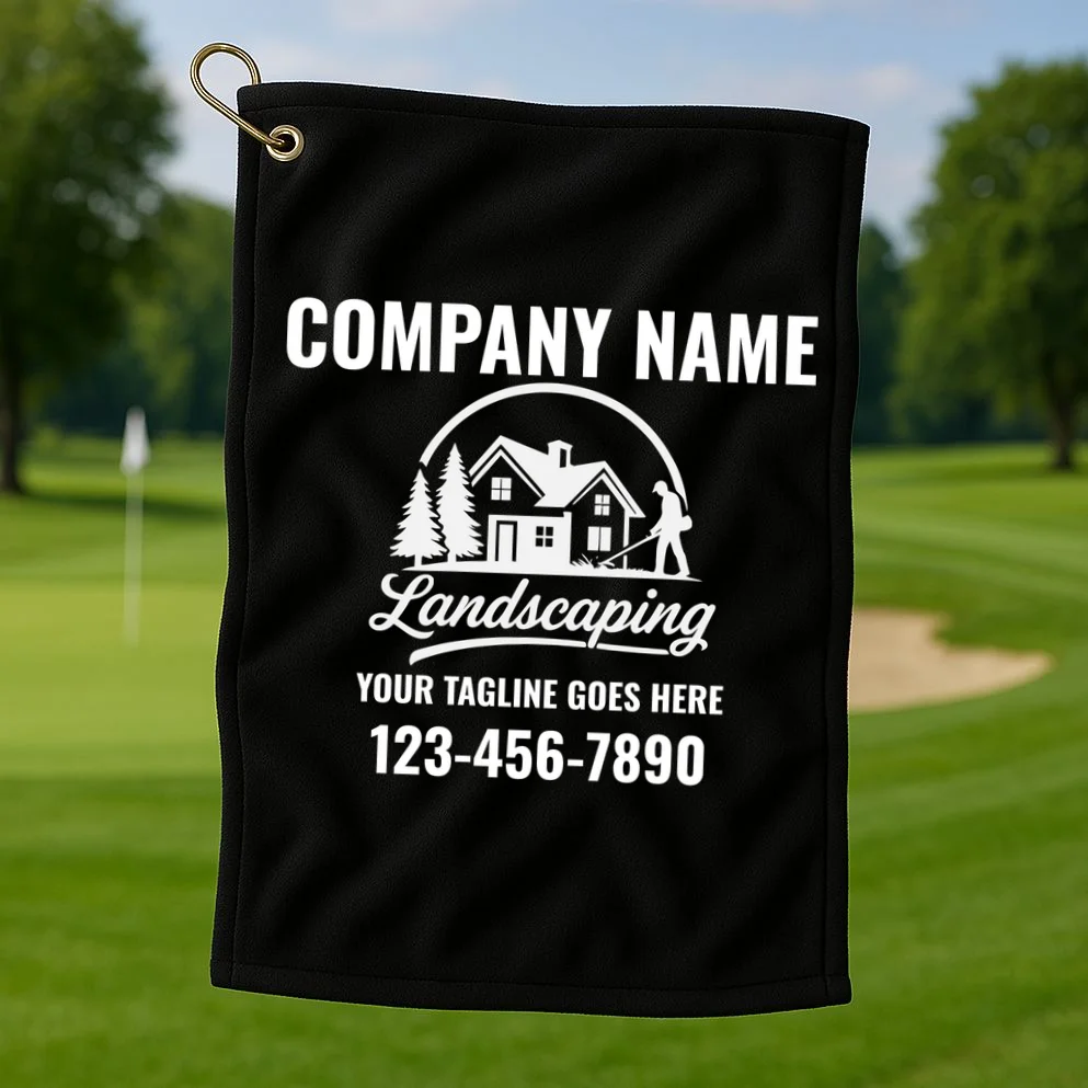 Landscaping Custom Landscaping Shirt for Lawncare Pros Golf Towel - Front 1