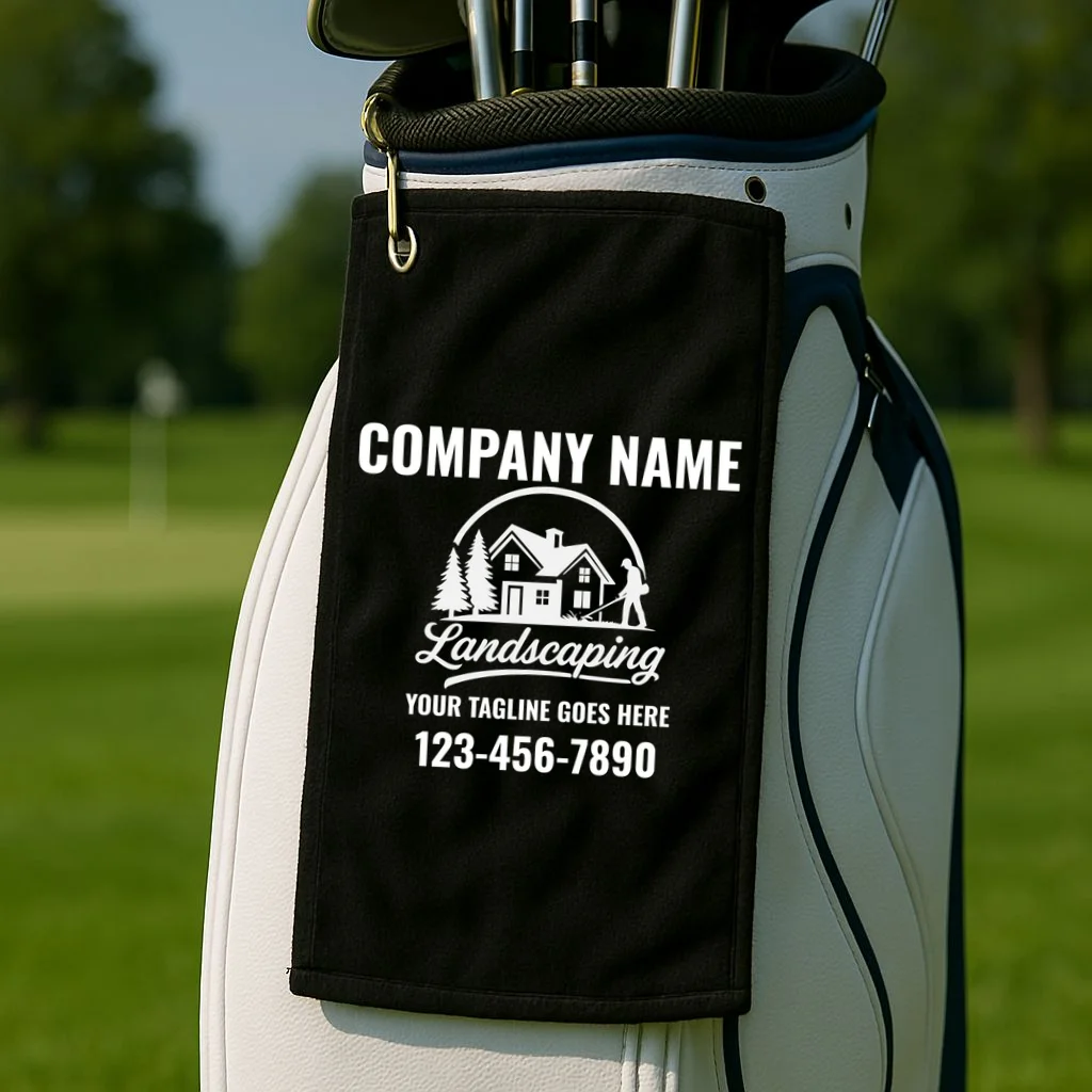 Landscaping Custom Landscaping Shirt for Lawncare Pros Golf Towel - Front 2