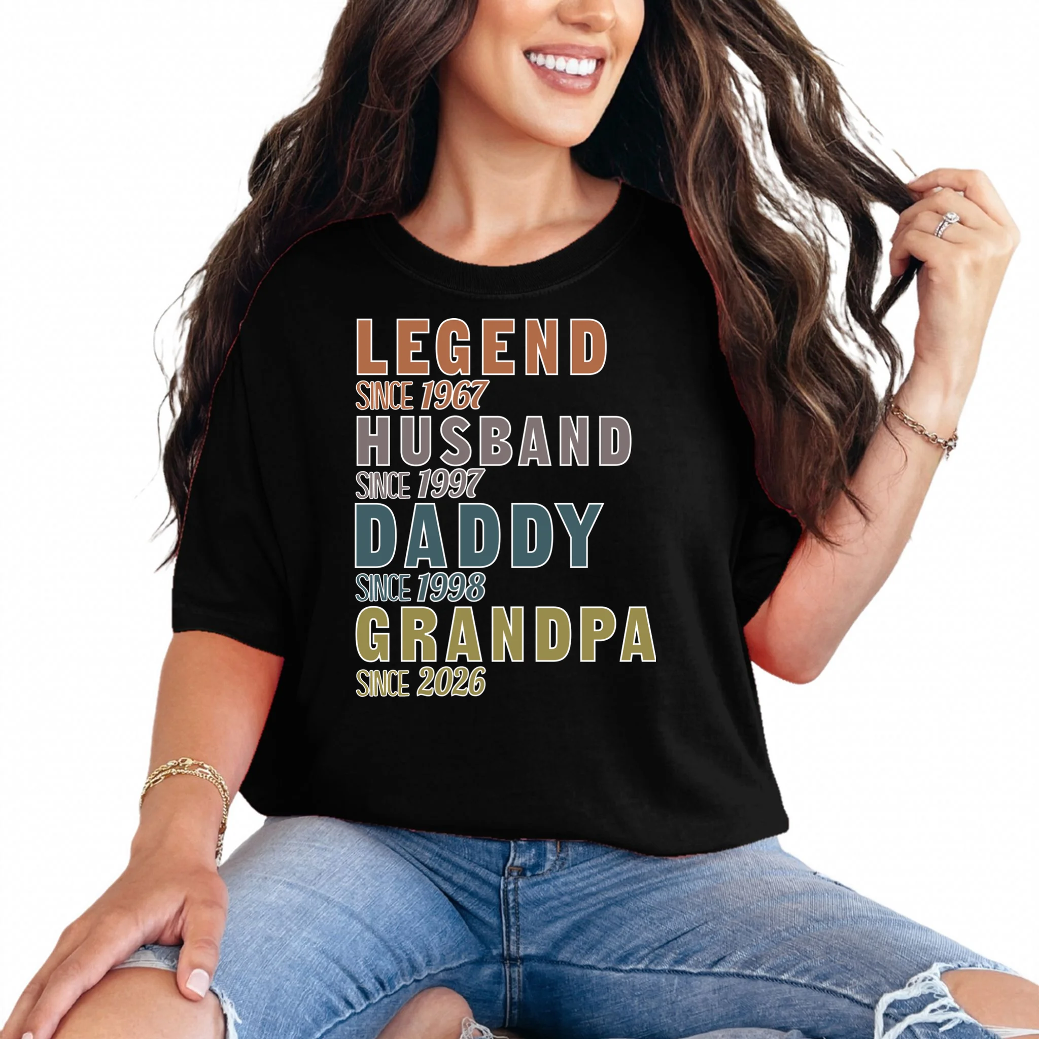 LEGEND HUSBAND DADDY GRANDPA Since 1967 1997 1998 2026 Custom Personalized Year Comfort Colors Unisex T-Shirt - Front