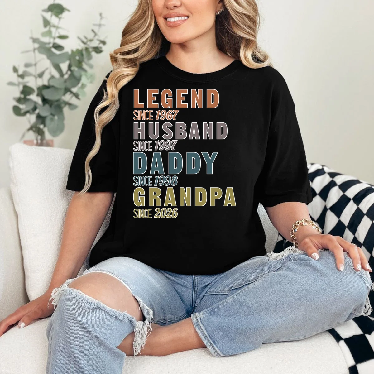LEGEND HUSBAND DADDY GRANDPA Since 1967 1997 1998 2026 Custom Personalized Year T-Shirt - Front 1