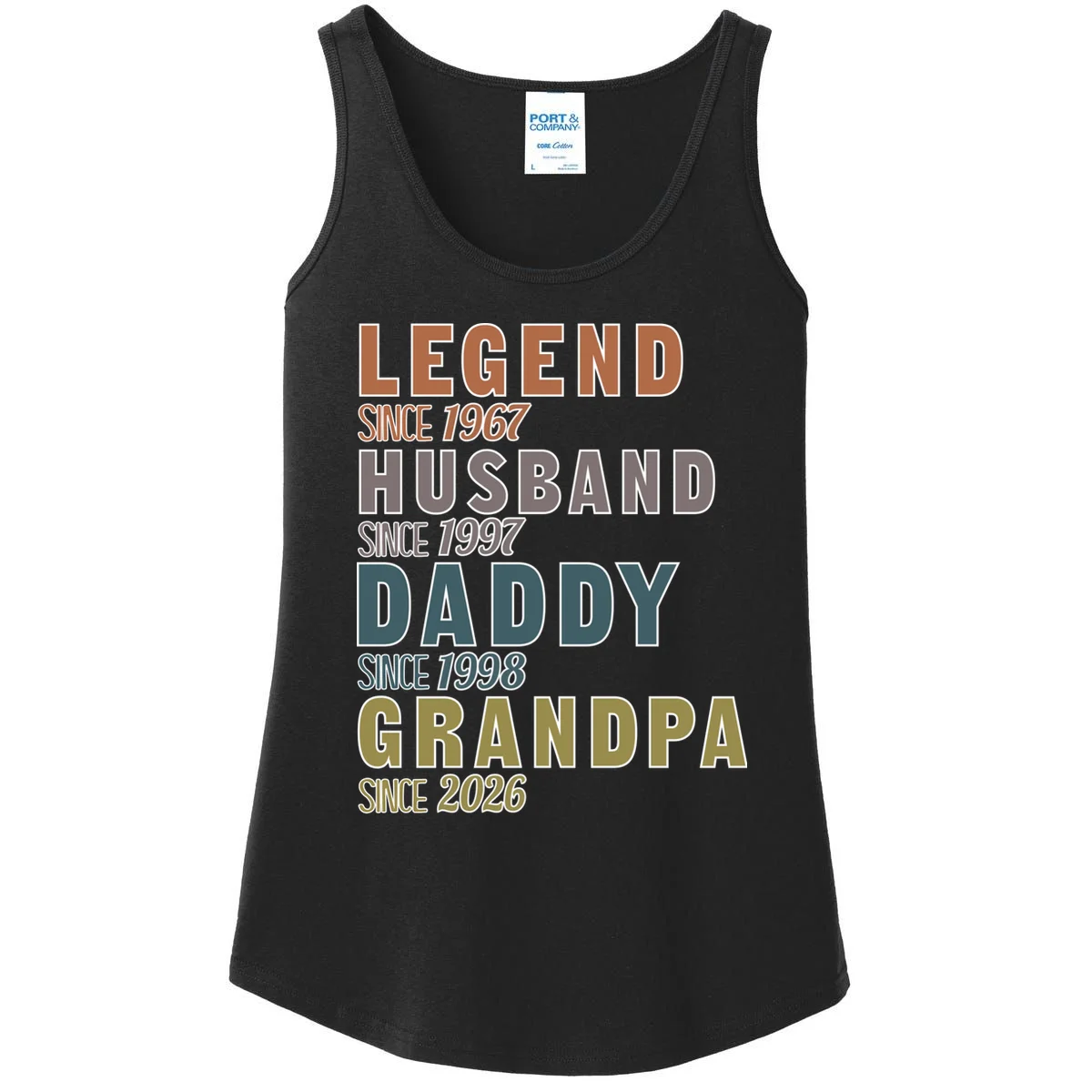 LEGEND HUSBAND DADDY GRANDPA Since 1967 1997 1998 2026 Custom Personalized Year Women's Tank Top - Front
