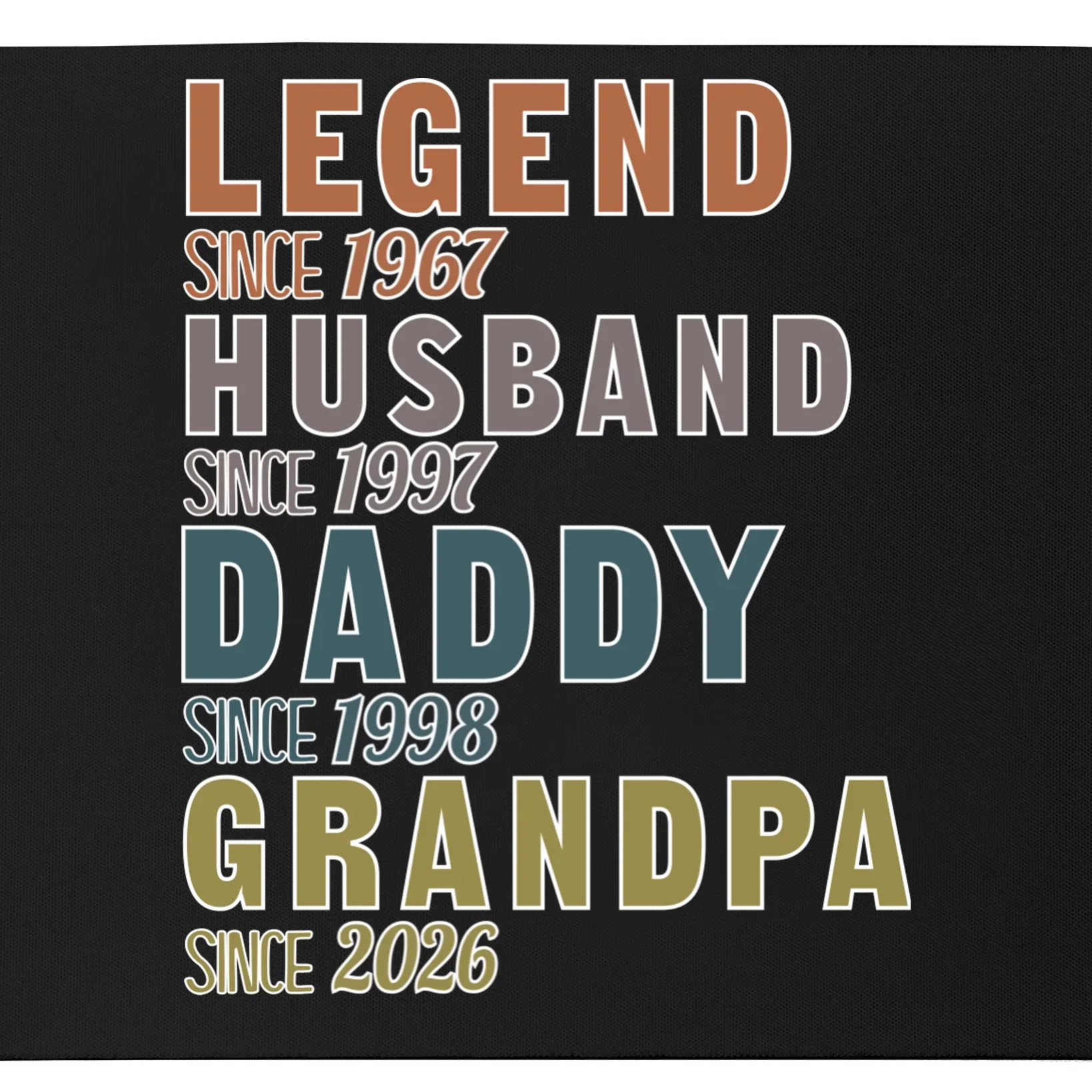 LEGEND HUSBAND DADDY GRANDPA Since 1967 1997 1998 2026 Custom Personalized Year Mouse Pad - Front - Close-up