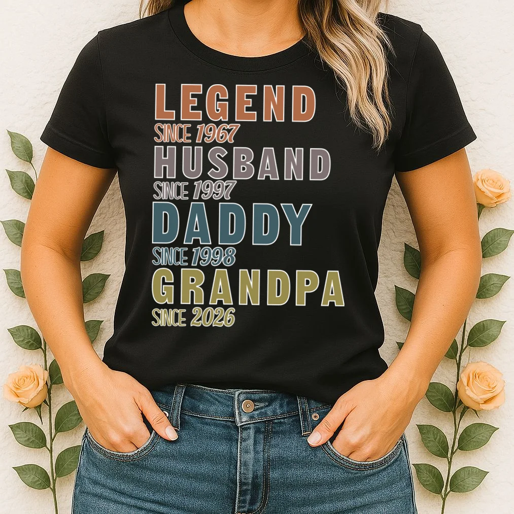 LEGEND HUSBAND DADDY GRANDPA Since 1967 1997 1998 2026 Custom Personalized Year Women's T-Shirt - Front 1