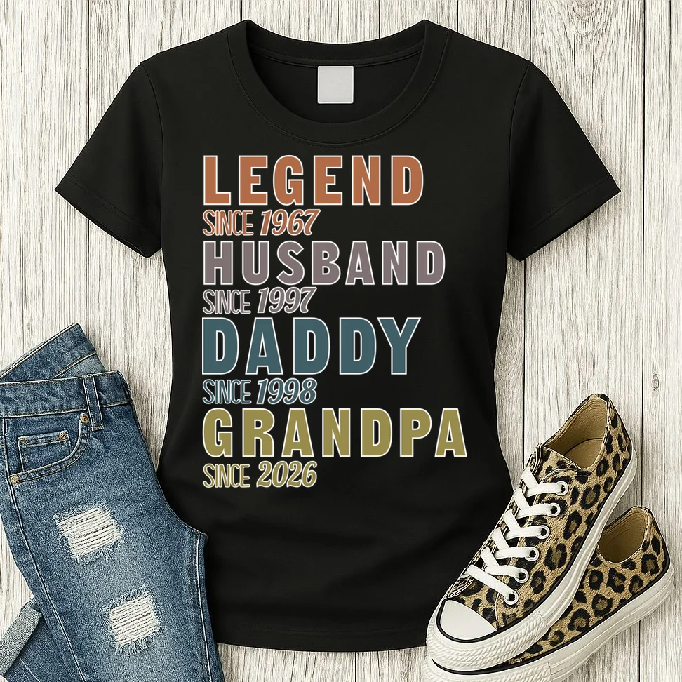 LEGEND HUSBAND DADDY GRANDPA Since 1967 1997 1998 2026 Custom Personalized Year Women's T-Shirt - Front 2