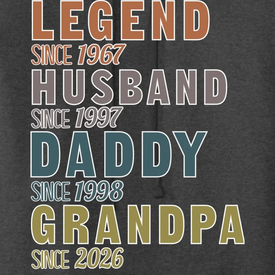 LEGEND HUSBAND DADDY GRANDPA Since 1967 1997 1998 2026 Custom Personalized Year Women's Pullover Hoodie - Front - Close-up