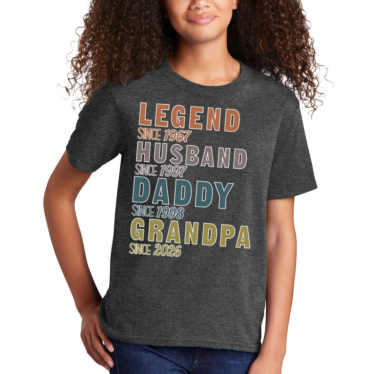 LEGEND HUSBAND DADDY GRANDPA Since 1967 1997 1998 2026 Custom Personalized Year Kids T-Shirt - Front 1