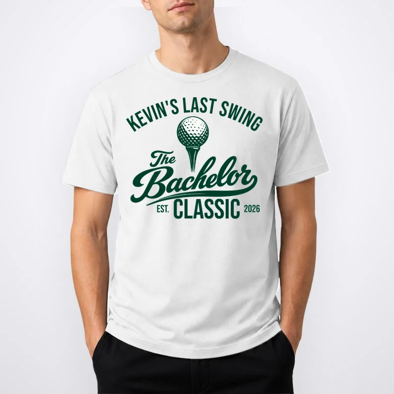 The Bachelor Classic Funny Custom Bachelor Party Golf T-Shirt - Front 1
