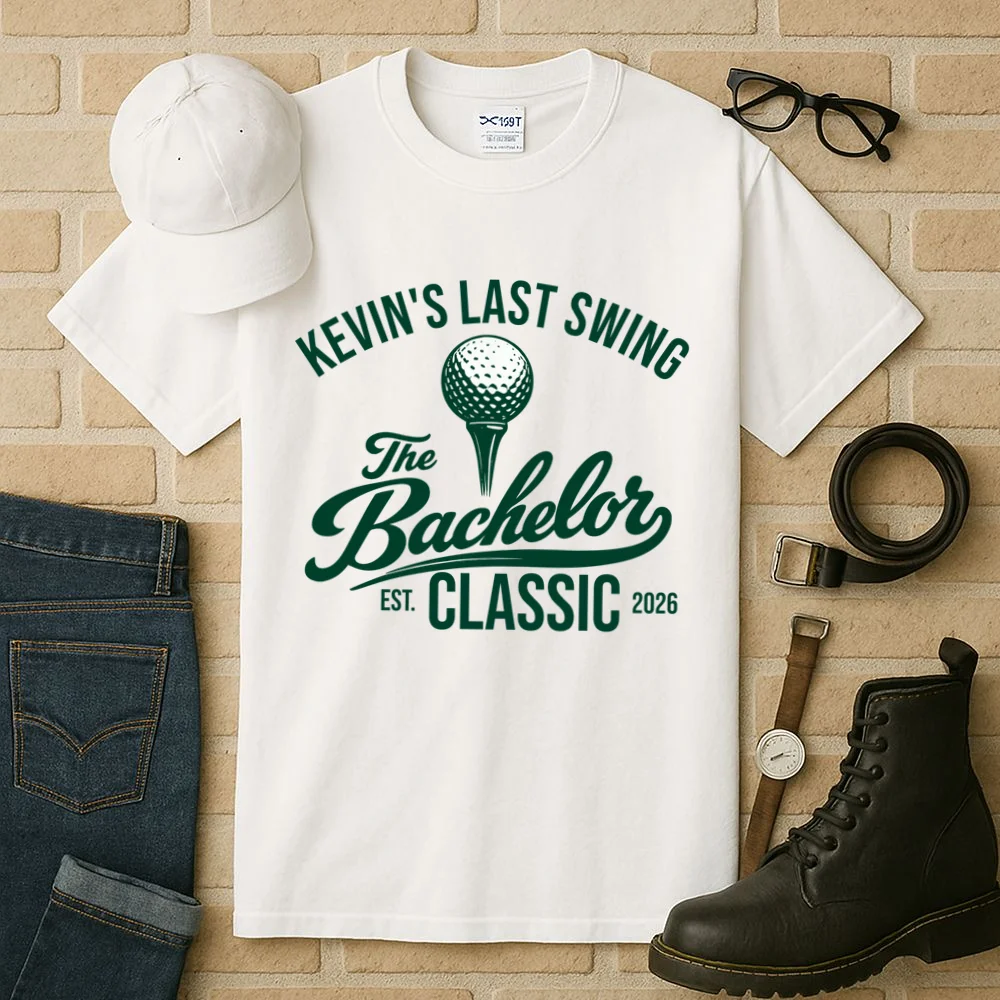 The Bachelor Classic Funny Custom Bachelor Party Golf Tall T-Shirt - Front 2