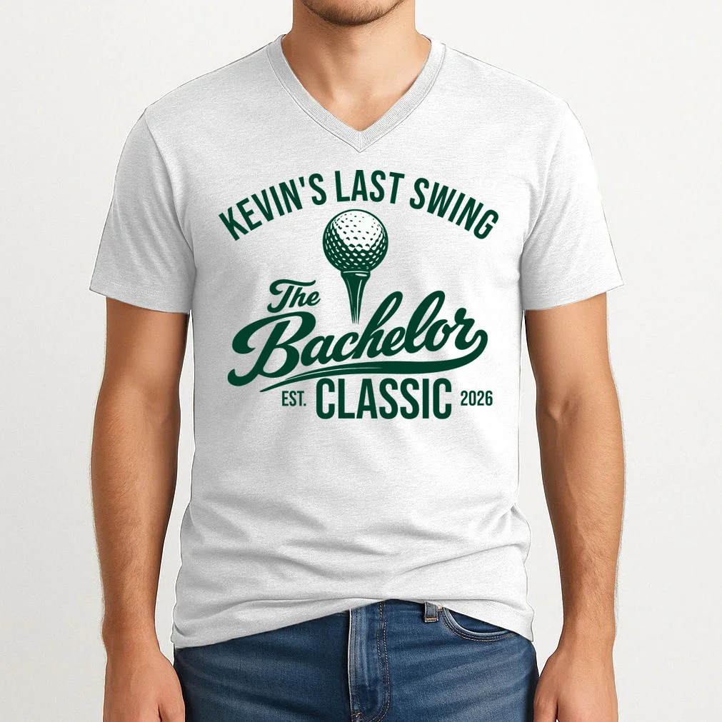 The Bachelor Classic Funny Custom Bachelor Party Golf V-Neck T-Shirt - Front 1
