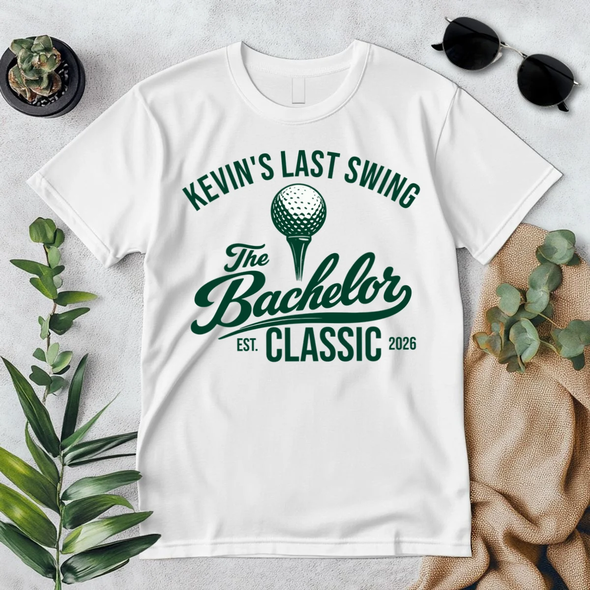 The Bachelor Classic Funny Custom Bachelor Party Golf T-Shirt - Front 1
