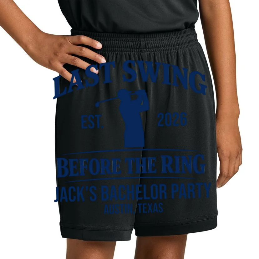 Last Swing Before The Ring Custom Golf Bachelor Party Kids Shorts - Front 1