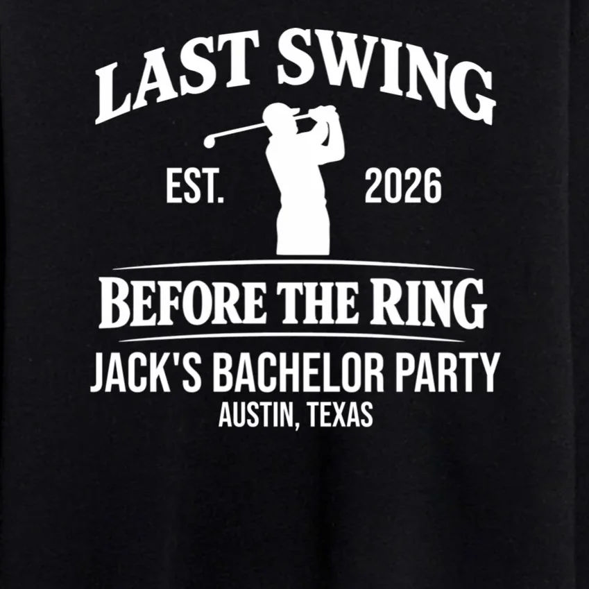 Last Swing Before The Ring Custom Golf Bachelor Party Men's Sweatsuit - Front - Close-up
