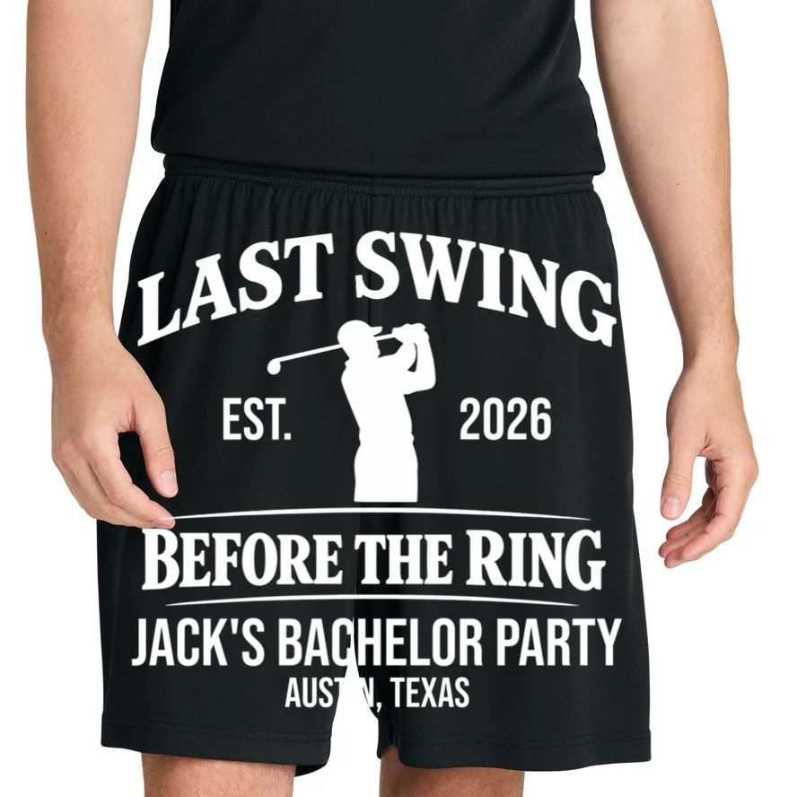 Last Swing Before The Ring Custom Golf Bachelor Party Men's Shorts - Front 1