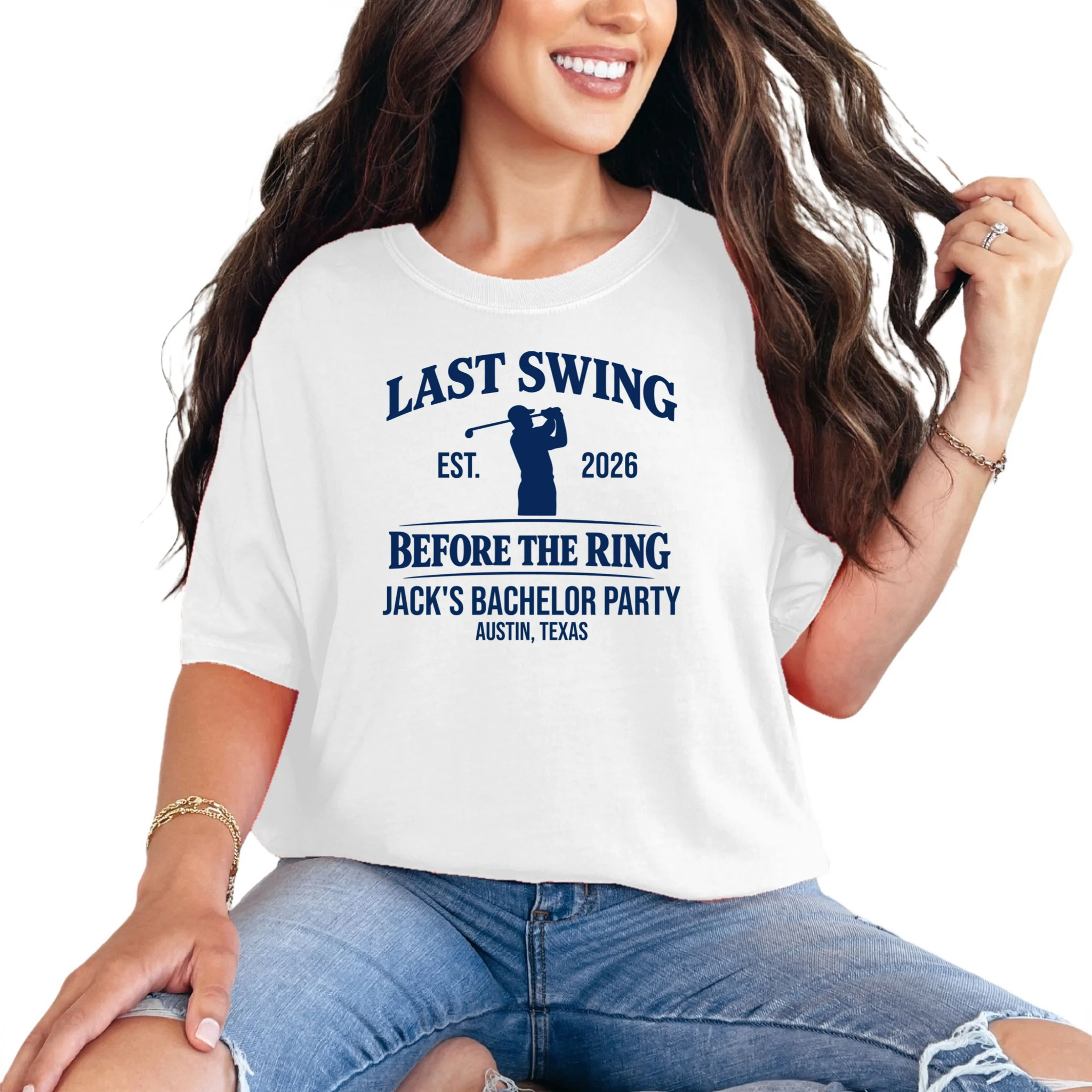 Last Swing Before The Ring Custom Golf Bachelor Party Comfort Colors Unisex T-Shirt Front