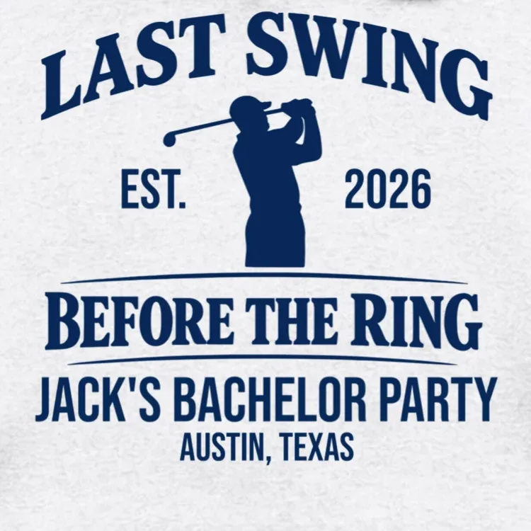 Last Swing Before The Ring Custom Golf Bachelor Party Men's Hoodie - Front - Close-up