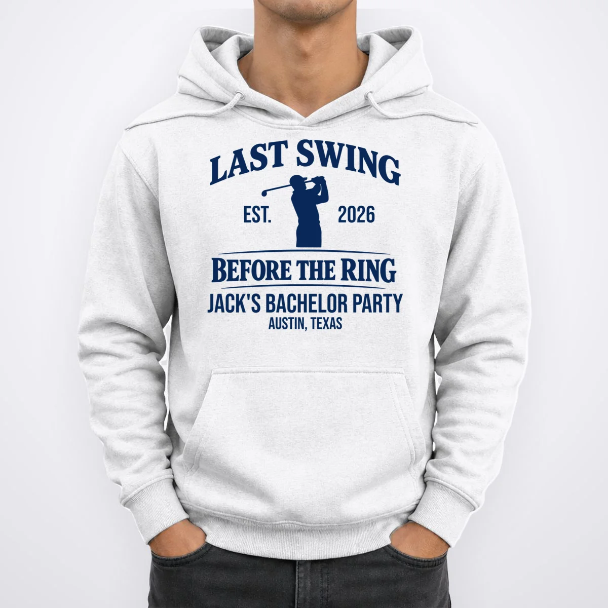 Last Swing Before The Ring Custom Golf Bachelor Party Men's Hoodie - Front 1