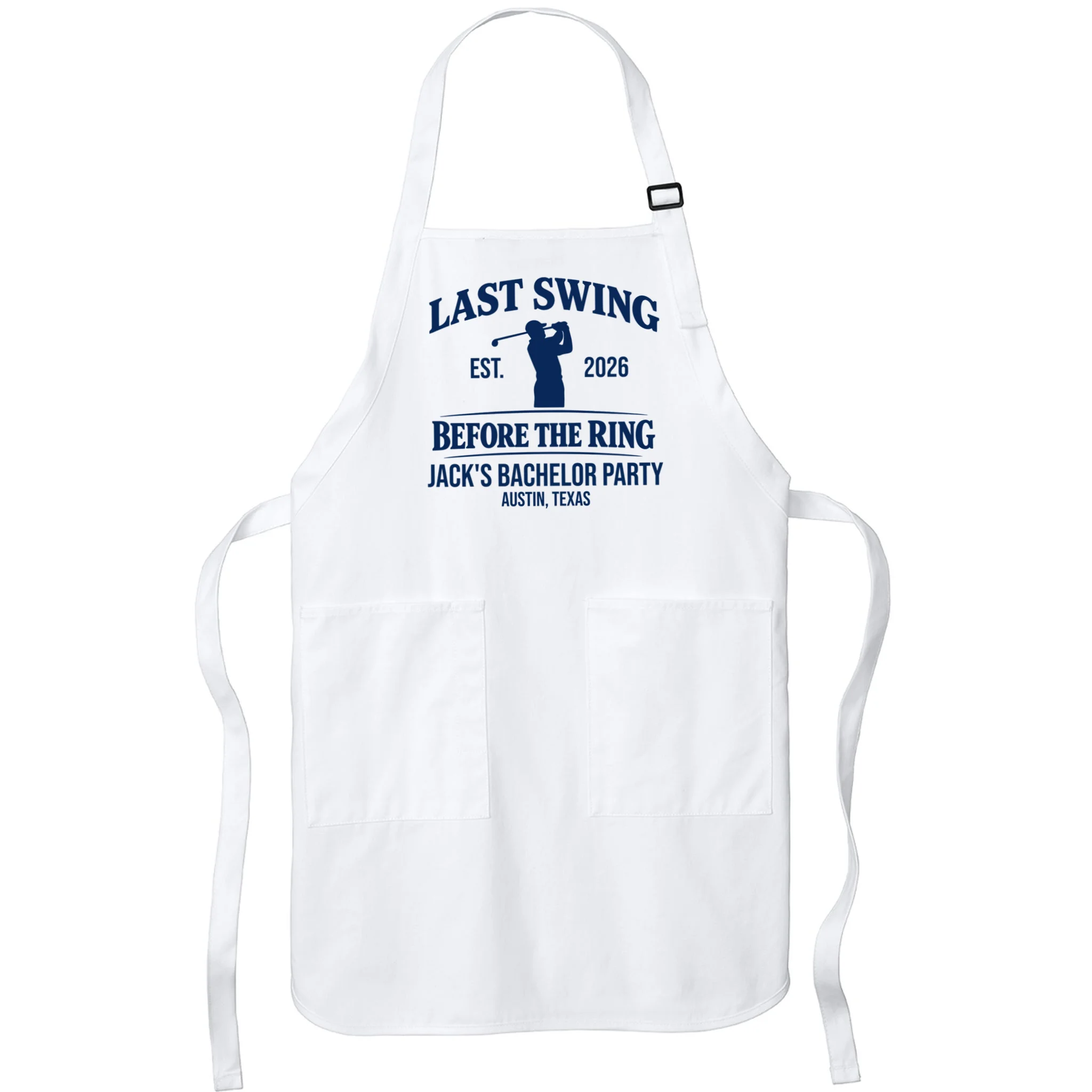 Last Swing Before The Ring Custom Golf Bachelor Party Apron - Front