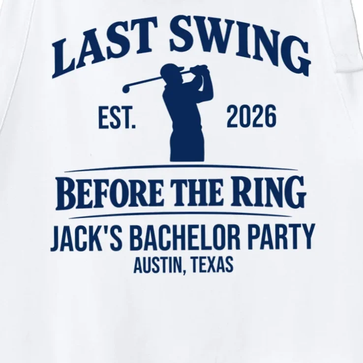 Last Swing Before The Ring Custom Golf Bachelor Party Apron - Front - Close-up