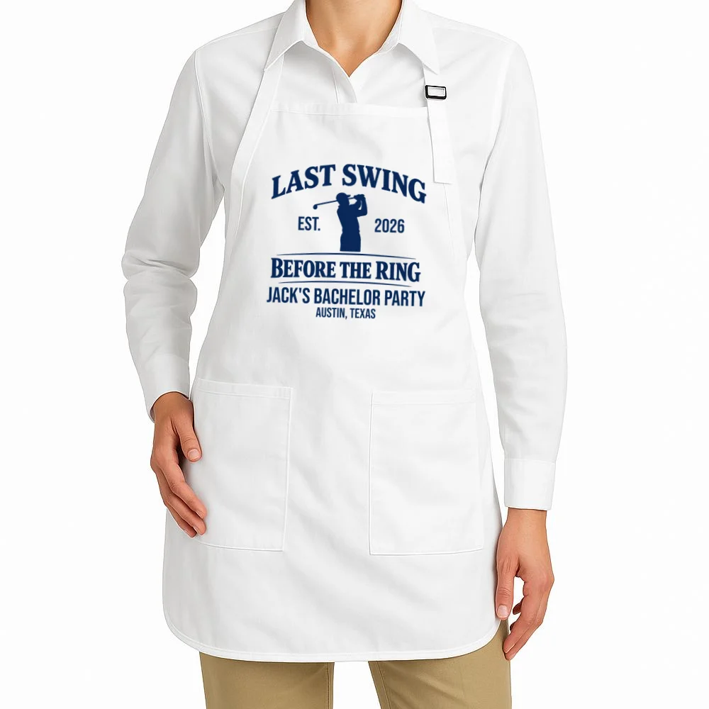 Last Swing Before The Ring Custom Golf Bachelor Party Apron - Front 1