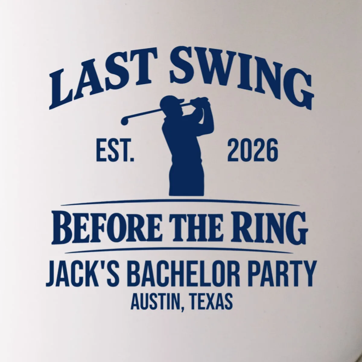 Last Swing Before The Ring Custom Golf Bachelor Party Mug - Front - Close-up