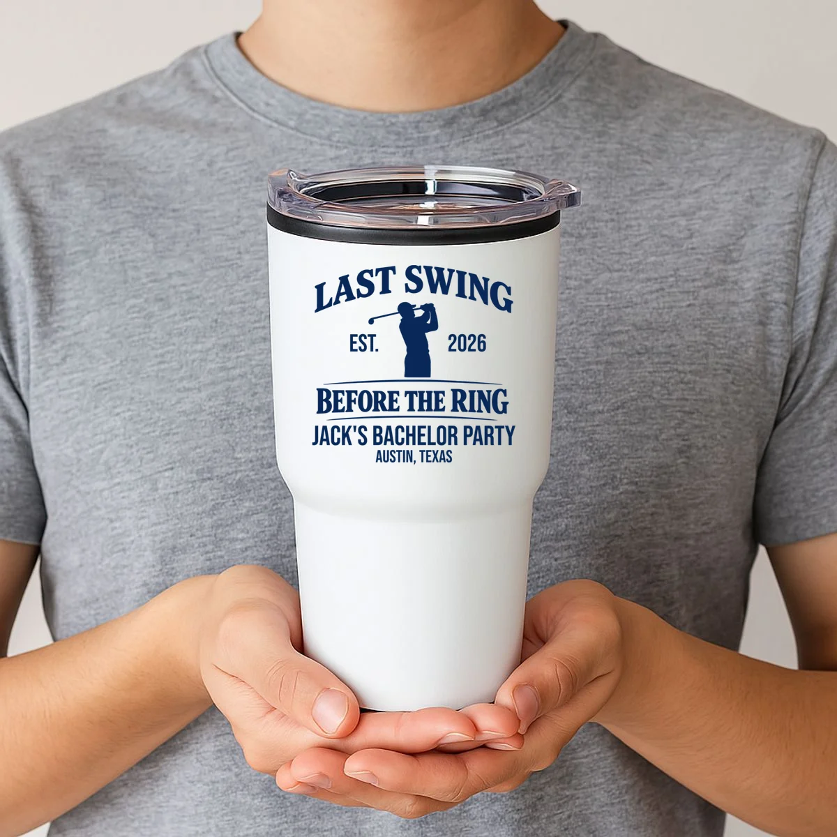 Last Swing Before The Ring Custom Golf Bachelor Party 20oz Tumbler - Front 1
