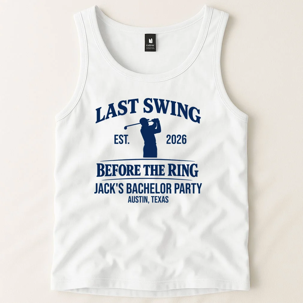 Last Swing Before The Ring Custom Golf Bachelor Party Tank Top - Front 1