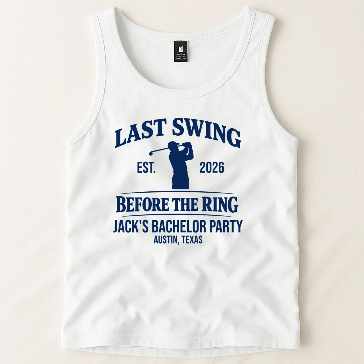 Last Swing Before The Ring Custom Golf Bachelor Party Tank Top - Front 1