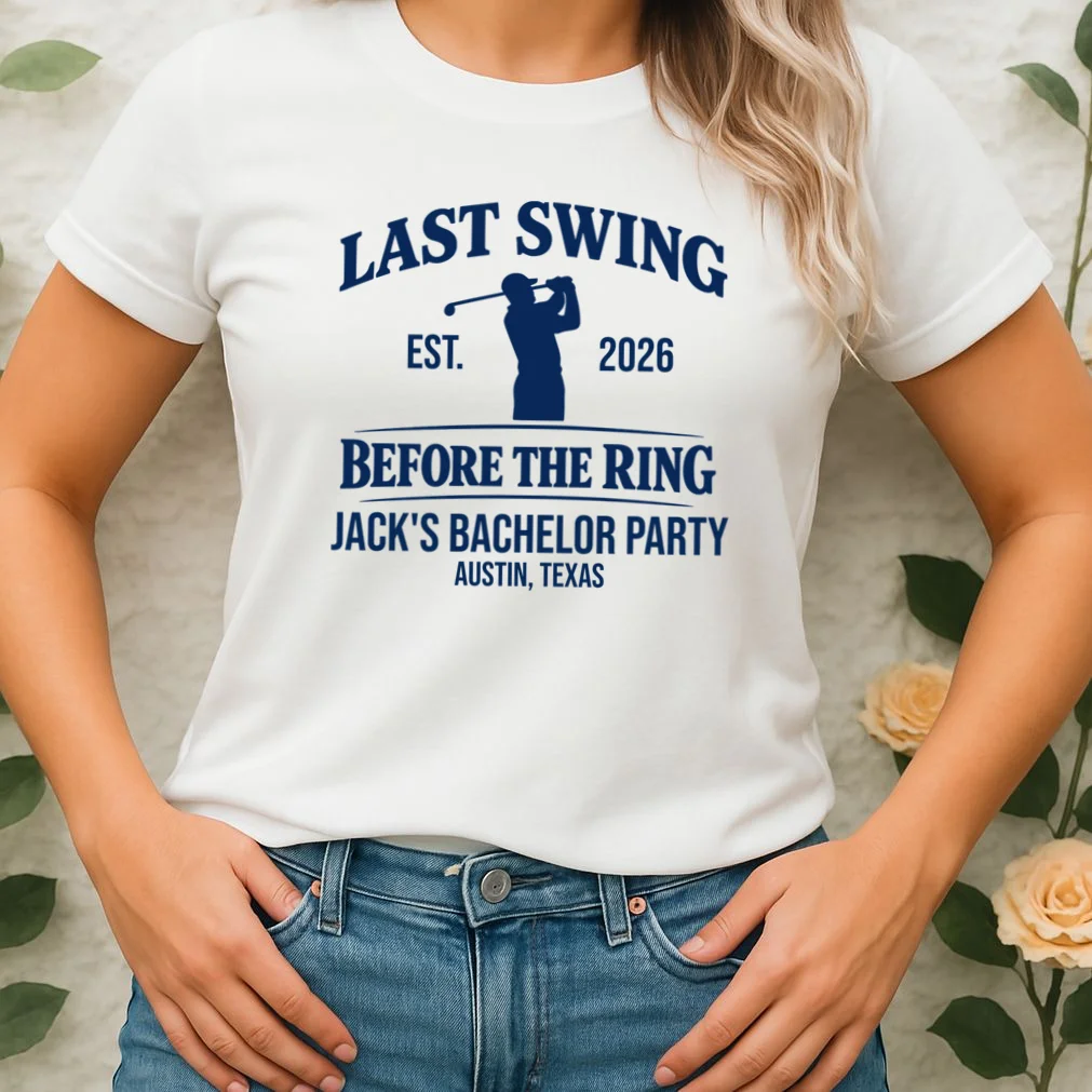 Last Swing Before The Ring Custom Golf Bachelor Party Women's T-Shirt - Front 1