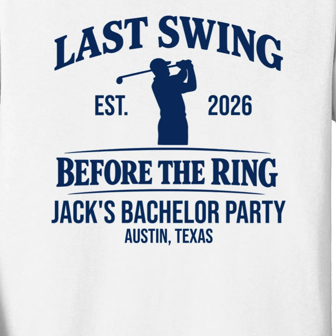 Last Swing Before The Ring Custom Golf Bachelor Party Kids Long Sleeve Shirt - Front - Close-up