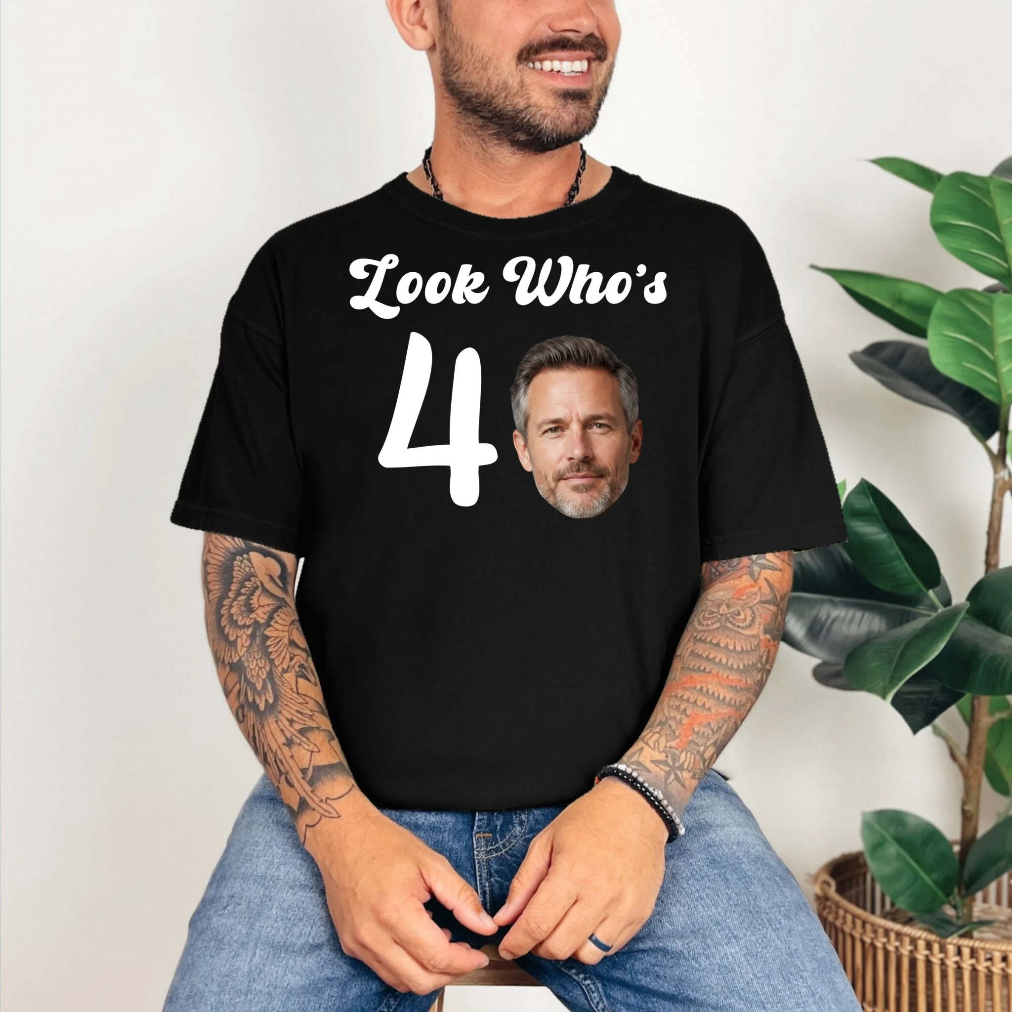 Look Who's Funny Custom Face Birthday T-Shirt - Front 2